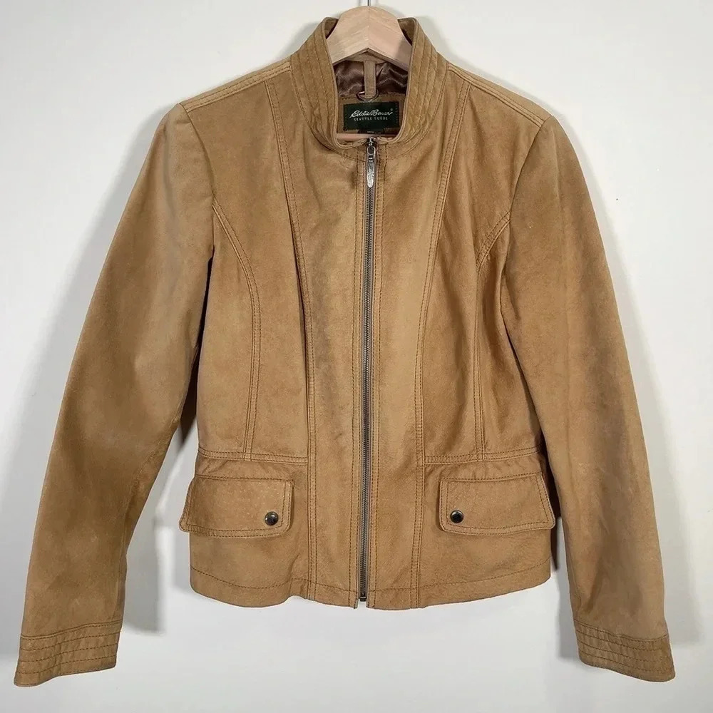 Eddie Bauer Seattle Suede Women's Medium Full Zip  Leather Jacket - Picture 2 of 16